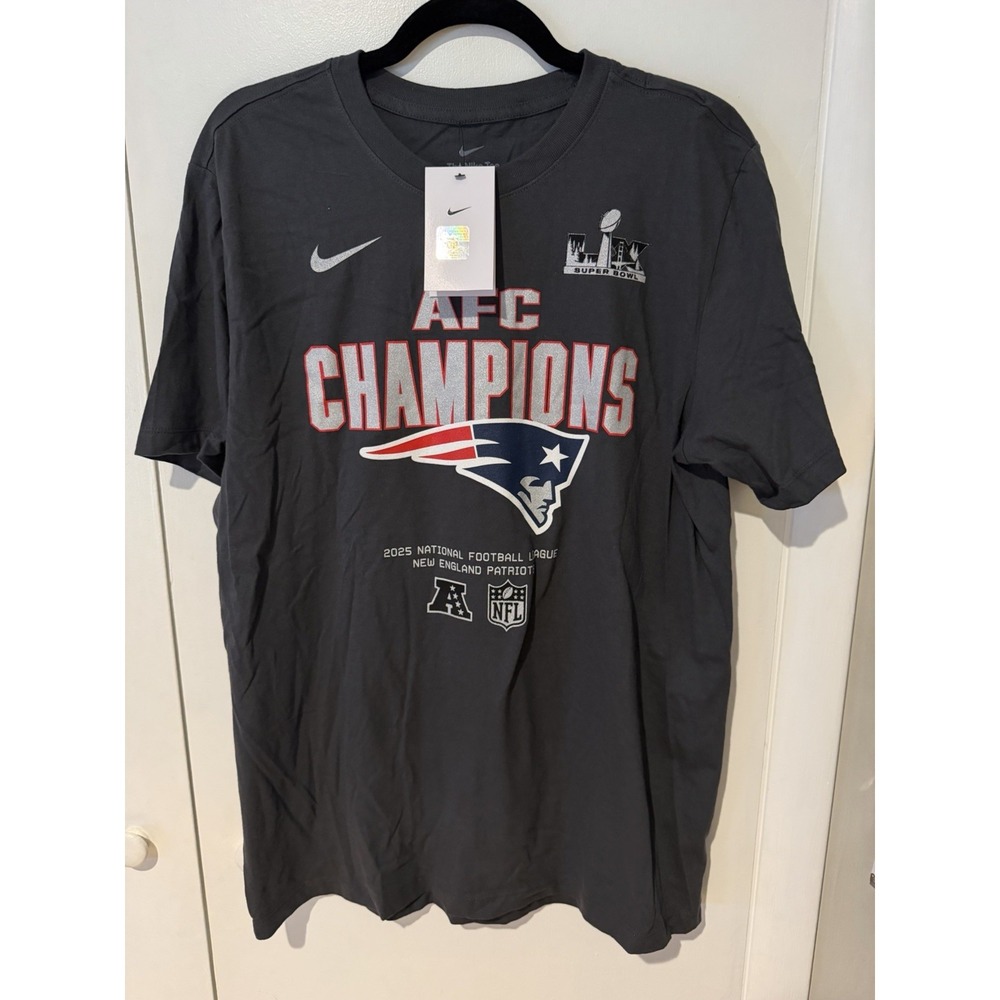 Nike New England Patriots 2025 AFC Champions Super Bowl LX T-Shirt Large NWT